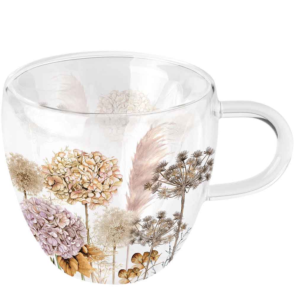 Szklanka dwuścienna termiczna Dried flowers