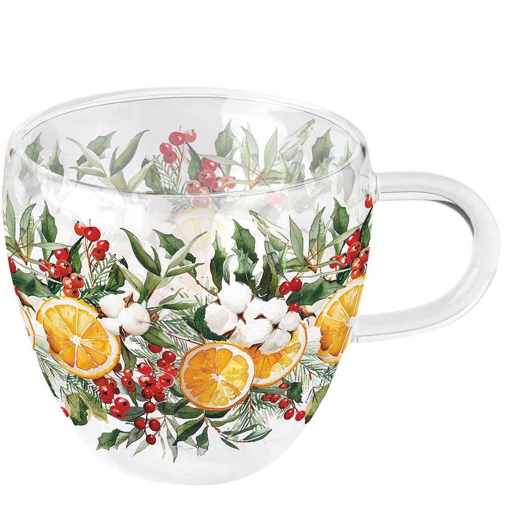 Szklanka dwuścienna termiczna 0.2 L Winter oranges