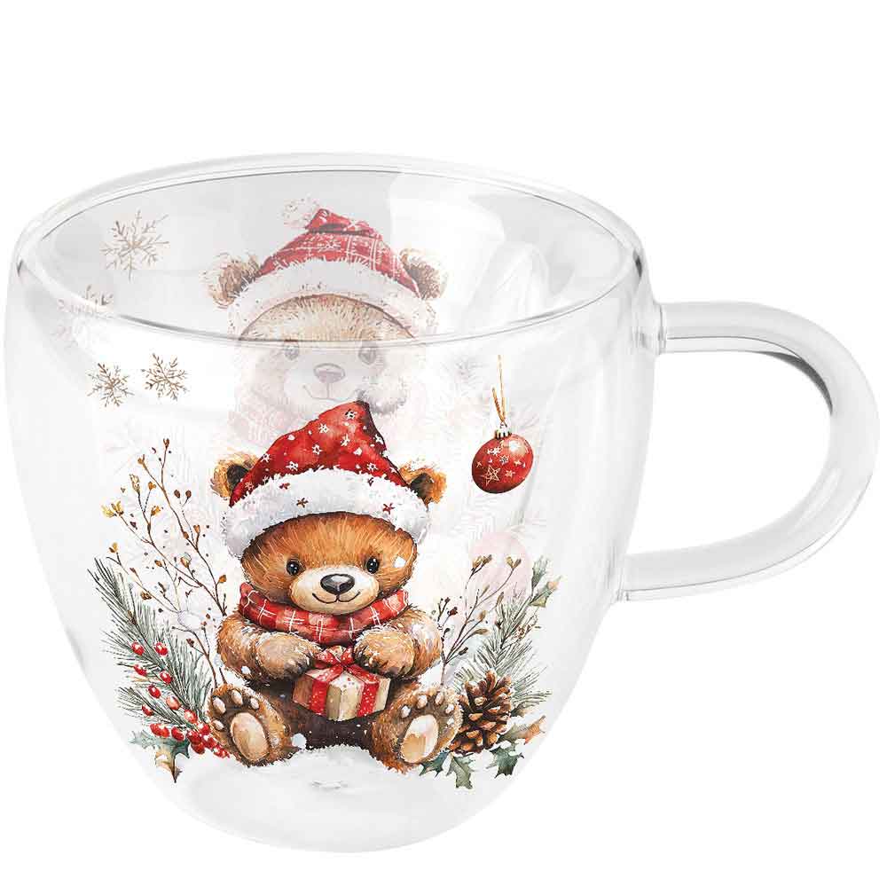 Szklanka dwuścienna termiczna 0.2 L Teddy's gift white