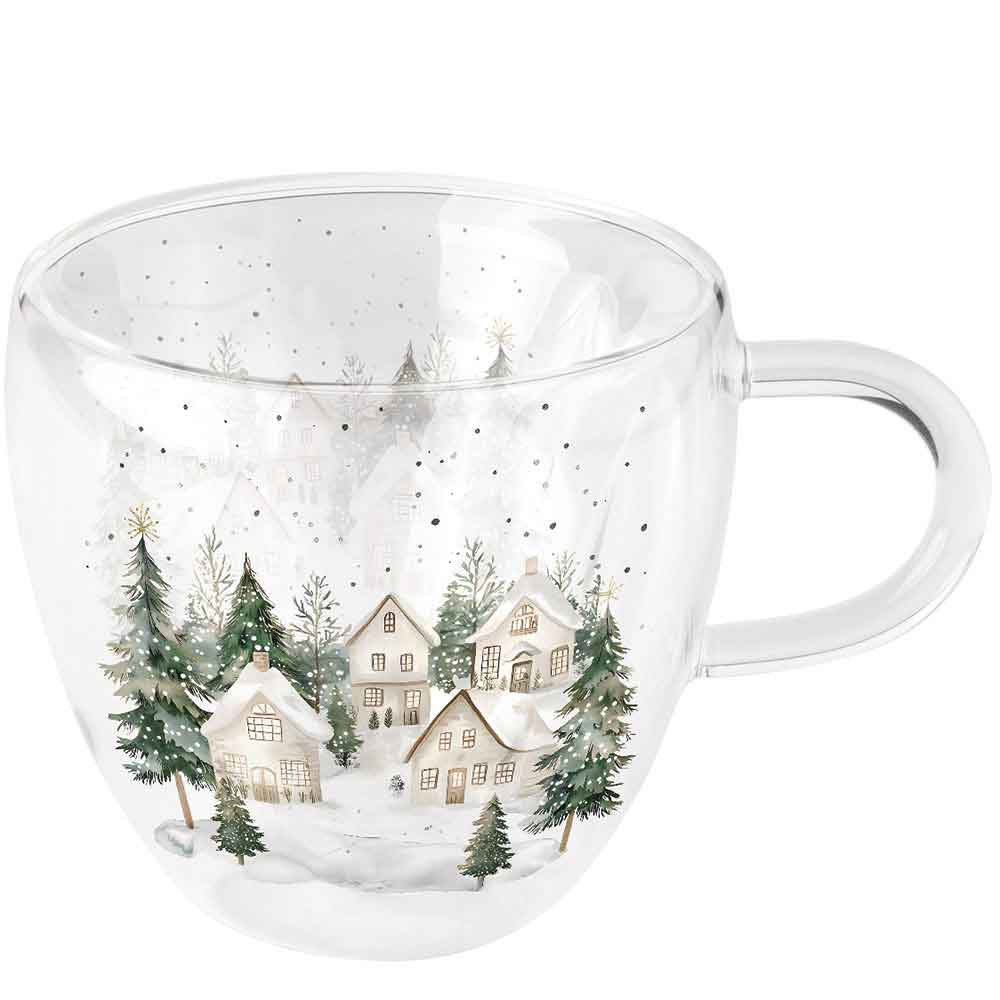 Szklanka dwuścienna termiczna 0.2 L Snowy houses