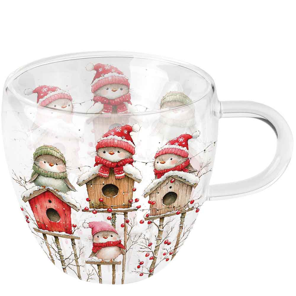 Szklanka dwuścienna termiczna 0.2 L Birdhouse quartet white