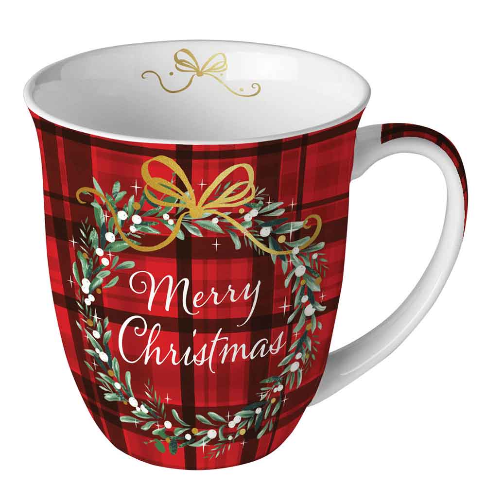 Kubek 0.4 L Christmas plaid red