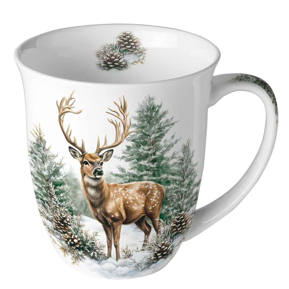 Kubek 0.4 L Winter stag white